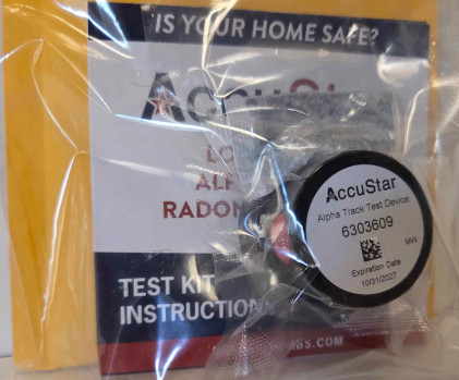 Accustar alpha track device. Radon Safe Homes and Businesses.